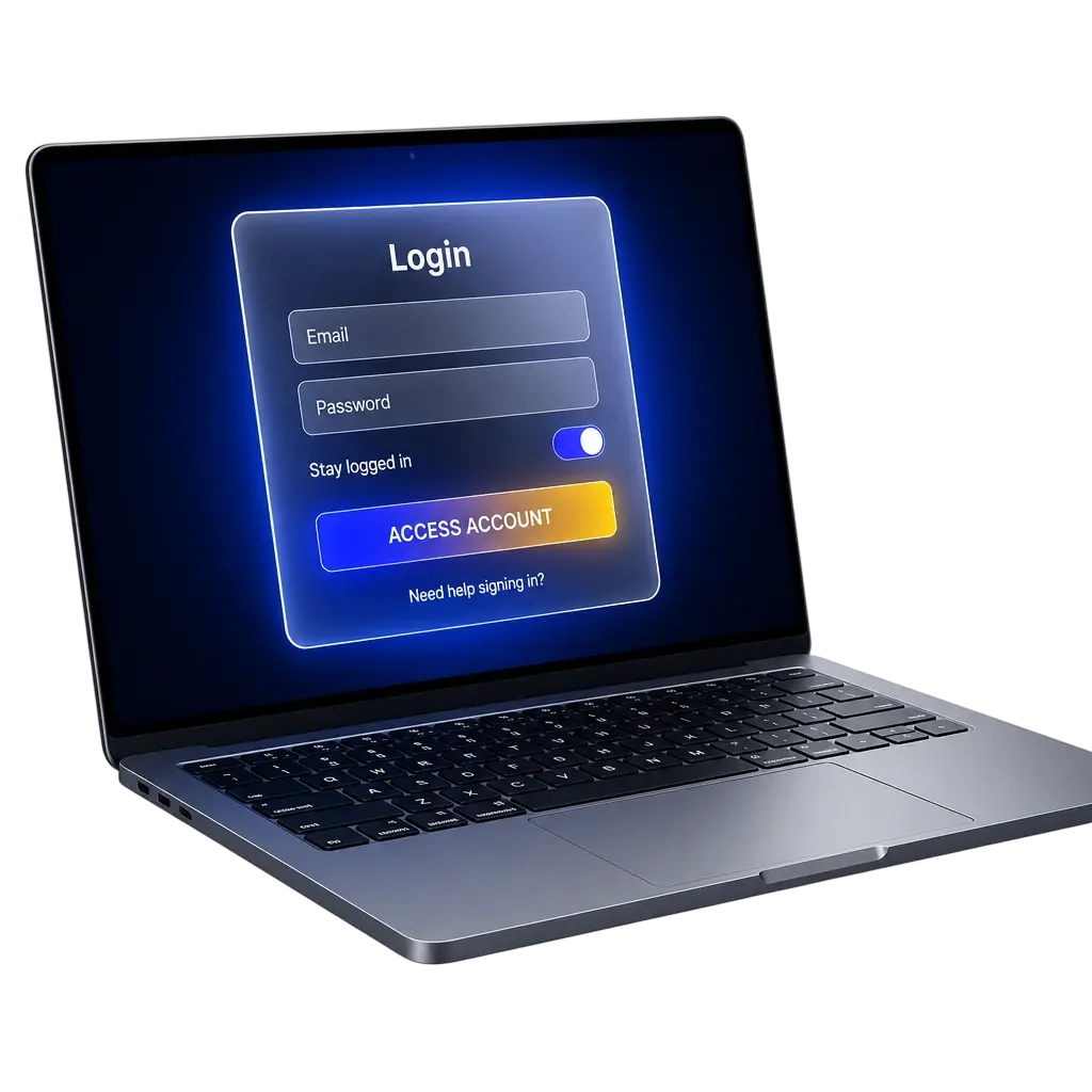 Mega Casino World login screen on mobile and desktop